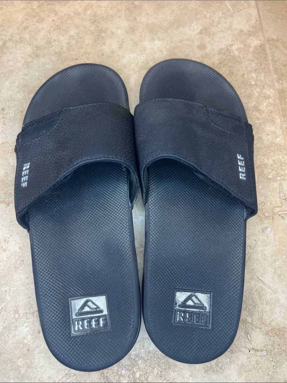 Reef Black Men's Slide Sandals - Cushioned Slip-On Slides